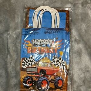 Monster Truck Birthday Party Bags - Blue and Orange